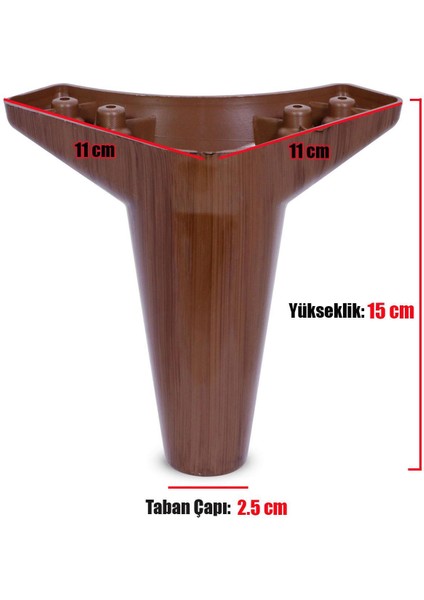 Mobilya Kanepe Sehpa Puf Koltuk Ayağı Kahve Baza Ayak 15 cm