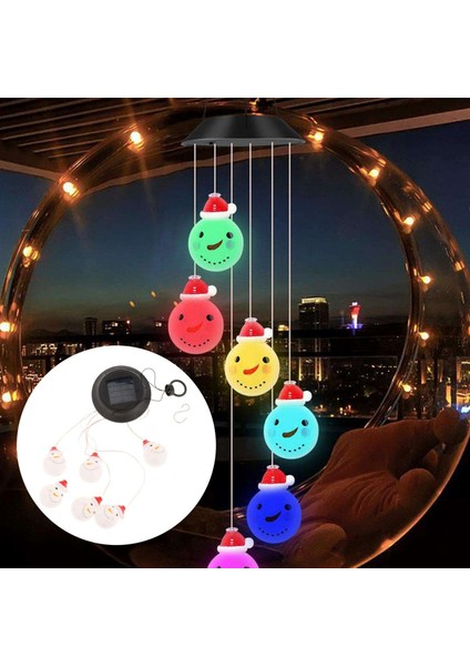 F Fityle Güneş Enerjili LED Işıltılı Noel Baba Rüzgar Çanı(Yurt Dışından)
