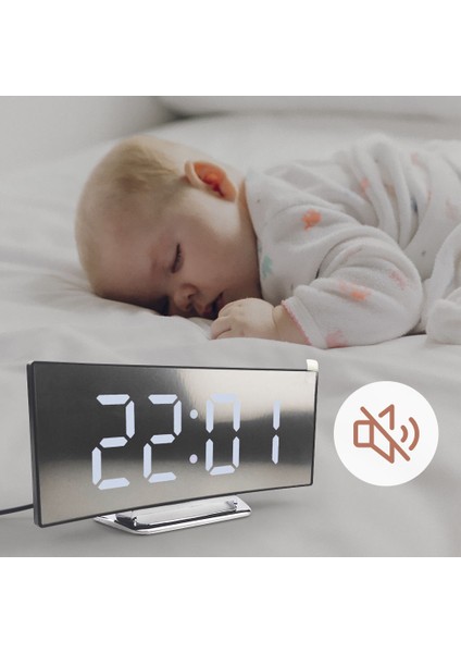 Çalar Saat Dijital LED Ekran Pil Kumandalı Ayna Gece Light-03 Yeşil (Yurt Dışından)