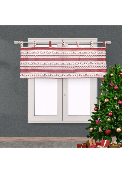 Kısa Baskılı Noel Perde Drape Tarama Asılı Tırmanma Valance Işık Engelleme Kapı Pencere Restoran Stüdyo Keten - Kırmızı, 137X61 cm 137X61 cm Kırmızı (Yurt Dışından)