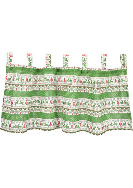 Kısa Baskılı Noel Perde Drape Tarama Asılı Tırmanma Valance Işık Engelleme Kapı Pencere Restoran Stüdyo Keten - Yeşil, 130X40 cm 130X40 cm Yeşil (Yurt Dışından)