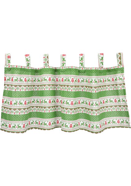 Kısa Baskılı Noel Perdesi Drape Tarama Asılı Tırmanma Valance Işık Engelleme Kapı Pencere Restoran Stüdyo Keten - Yeşil, 137X61 cm 137X61 cm Yeşil (Yurt Dışından)