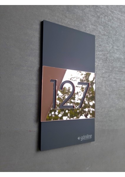 Luxury Rosegold Mirror Serisi Kapı Numarası 10X20 cm