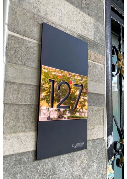 Luxury Rosegold Mirror Serisi Kapı Numarası 10X20 cm modelleri