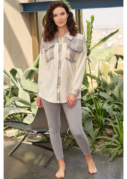 9753 Bayan Uzun Kol Gömlek Tayt Takım