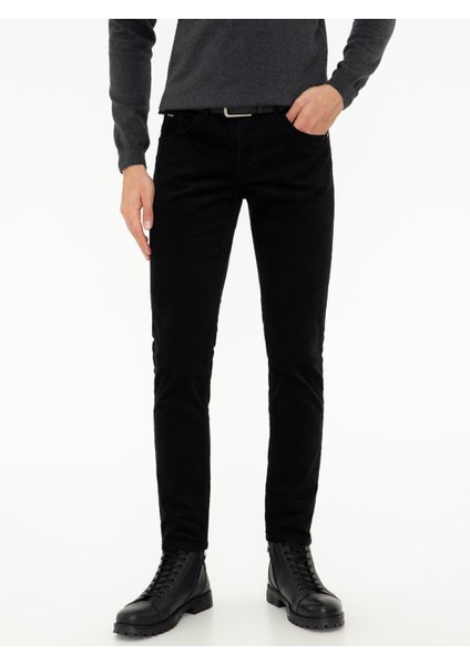 Erkek Siyah Slim Fit Kadife Kanvas Pantolon 50245789-VR046 fiyatları