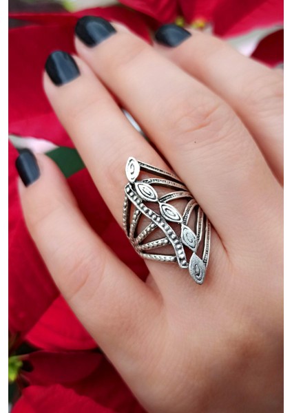 Antik Gümüş Kaplama Özel Şekilli El Yapımı Ayarlanabilir Yüzük fiyatları