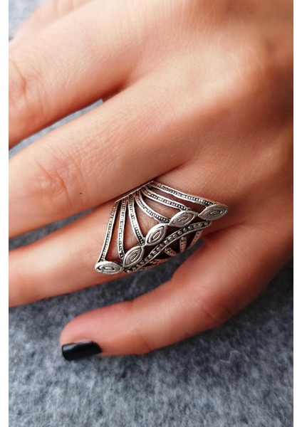 Antik Gümüş Kaplama Özel Şekilli El Yapımı Ayarlanabilir Yüzük modelleri