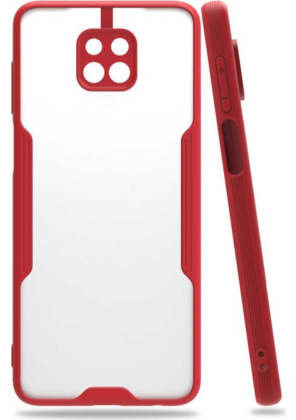 Xiaomi Redmi Note 9 Pro Kılıf Kenar Renkli Kamera Korumalı Mat Kapak Kırmızı
