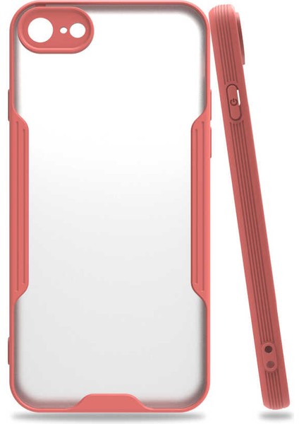 Apple iPhone 7 Kılıf Kenar Renkli Kamera Korumalı Mat Kapak Pembe