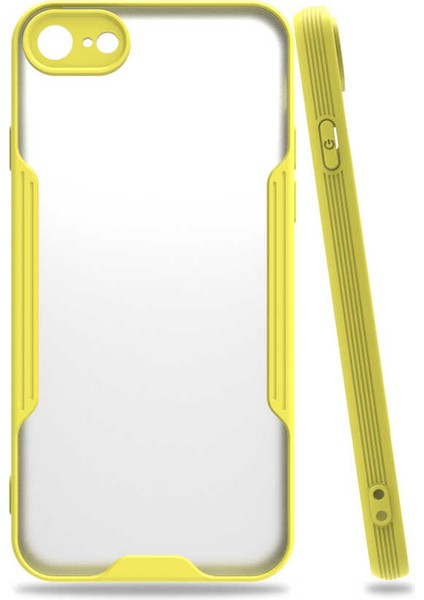 Apple iPhone SE 2020 Kılıf Kenar Renkli Kamera Korumalı Mat Kapak Sarı
