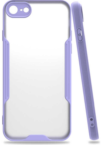 Apple iPhone SE 2020 Kılıf Kenar Renkli Kamera Korumalı Mat Kapak Mor