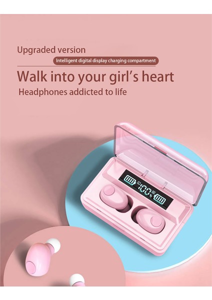 Spor Kulak Stereo Bluetooth 5.0 Tws Kulaklık Kulakiçi Kulaklık Pembe(Yurt Dışından)