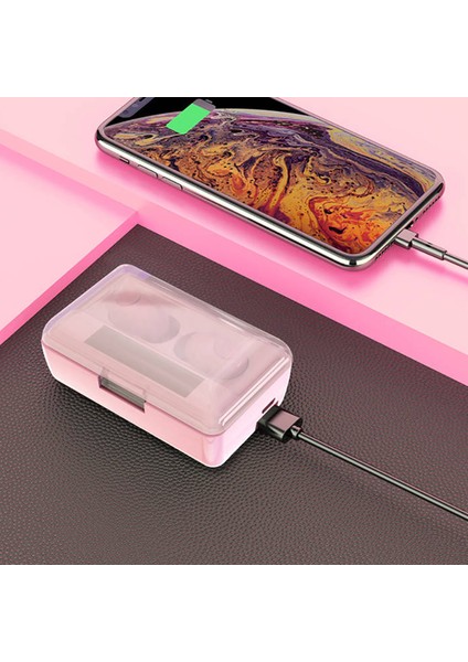 Spor Kulak Stereo Bluetooth 5.0 Tws Kulaklık Kulakiçi Kulaklık Pembe(Yurt Dışından)
