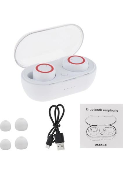 Bluetooth 5.0 Kablosuz Kulaklıklar Şarj Kılıfı ile Su Geçirmez Stereo Kulaklıklar Kulak Kulaklık Spor Için Derin Baslı -, 70X38MM Beyaz Kırmızı (Yurt Dışından) fiyatları