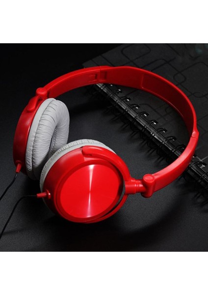 3.5mm Kablolu Bilgisayar Kulaklık Stereo Ayarlanabilir Kulaklık Kulaklıklar Kırmızı Kırmızı fırsatları