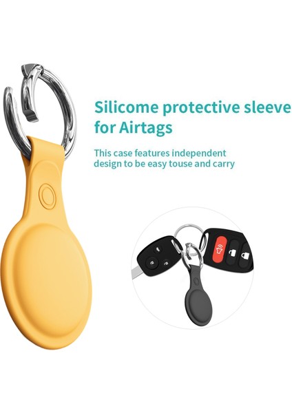 Silikon Kılıf Kollu Anti-Kayıp Anahtarlık Yüzük ile Apple Airtags Için Sarı (Yurt Dışından) indirimleri