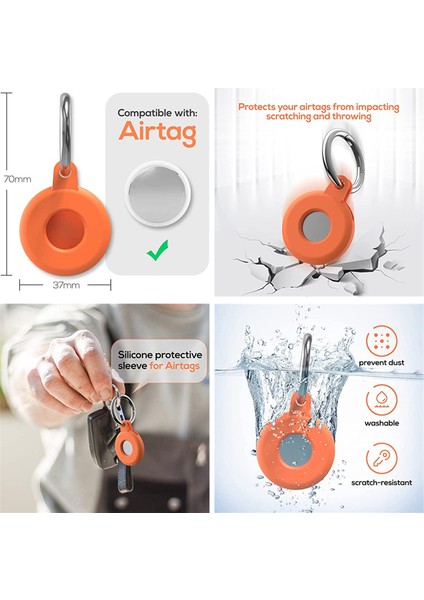 Koruyucu Kapak Kılıfı Anahtarlık Kabuğu Airtags Bulucu Turuncu ile Uyumlu (Yurt Dışından) modelleri