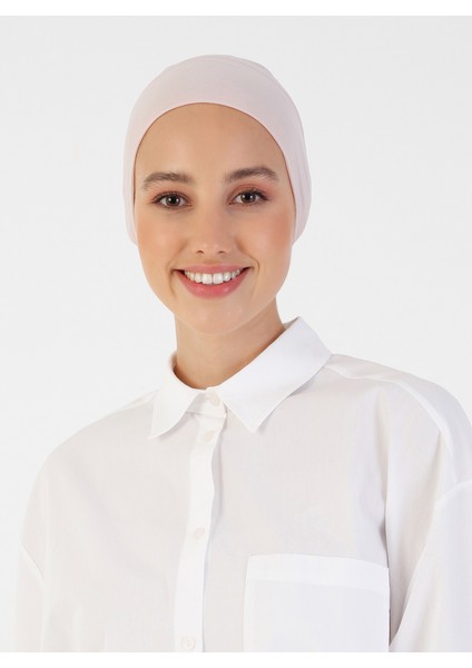 Nefes Alan Kumaş Pratik Boru Bone - Pudra - Ecardin