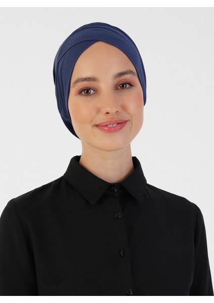 Nefes Alan Kumaş Pratik Çapraz Boru Bone - Lacivert - Ecardin