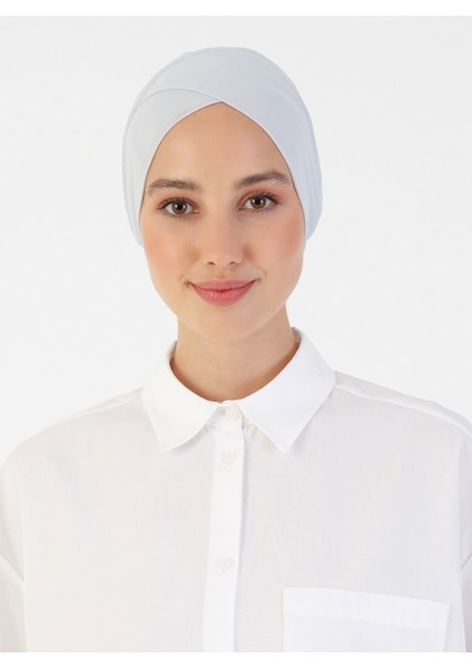 Nefes Alan Kumaş Pratik Çapraz Boru Bone - Açık Gri - Ecardin modelleri