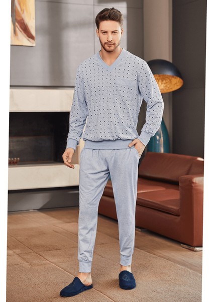 Mecit 2757 Mavi Büyük Beden Erkek Pijama Takımı