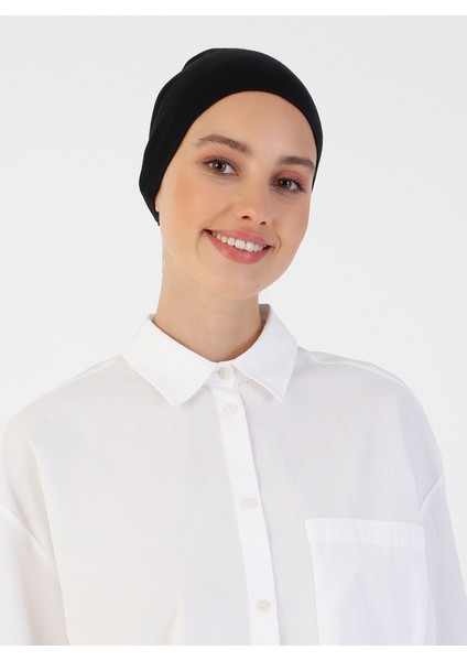 Pamuk Geniş Ebatlı Bone - Siyah - Ecardin