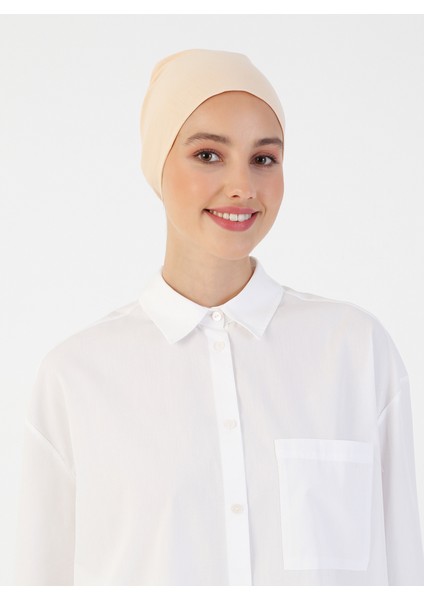 Pamuk Geniş Ebatlı Bone - Bej - Ecardin