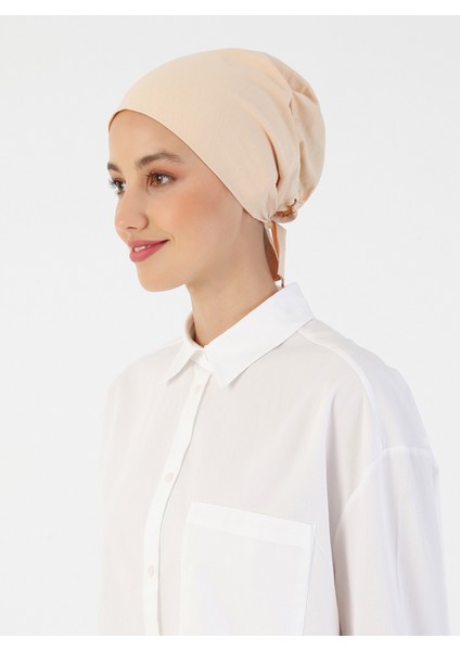 Pamuk Geniş Ebatlı Bone - Bej - Ecardin fırsatları