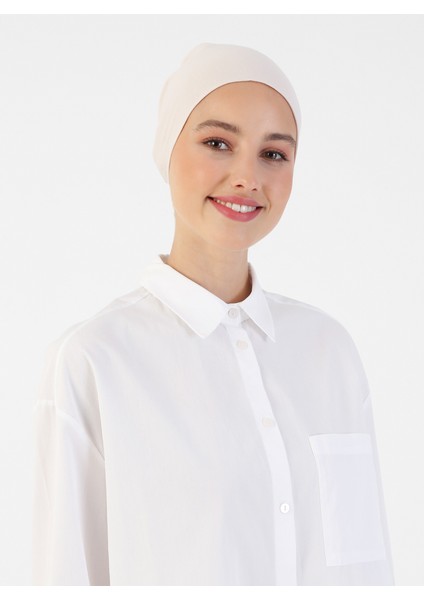 Pamuk Geniş Ebatlı Bone - Açık Bej - Ecardin