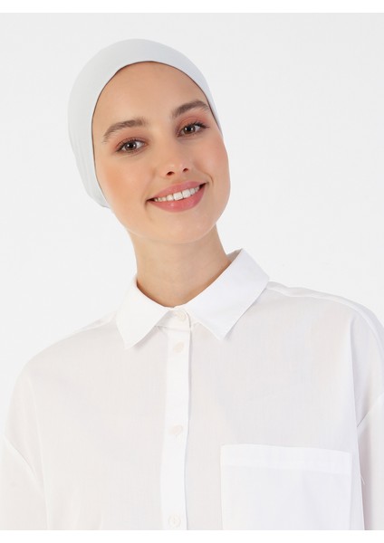 Pamuk Geniş Ebatlı Bone - Açık Gri - Ecardin