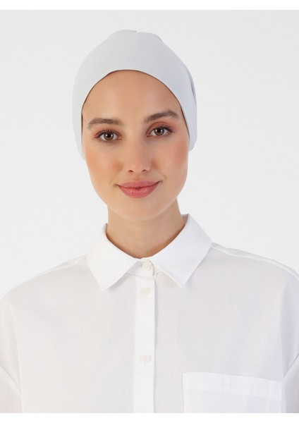 Pamuk Geniş Ebatlı Bone - Açık Gri - Ecardin modelleri