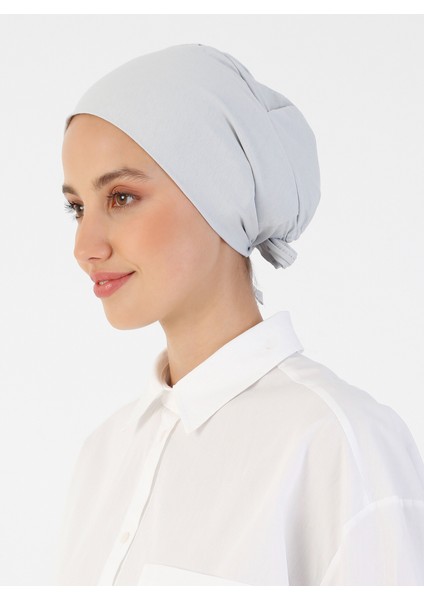 Pamuk Geniş Ebatlı Bone - Açık Gri - Ecardin fırsatları