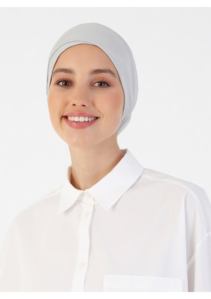 Penye Geniş Ebatlı Çapraz Geçme Bone - Açık Gri - Ecardin