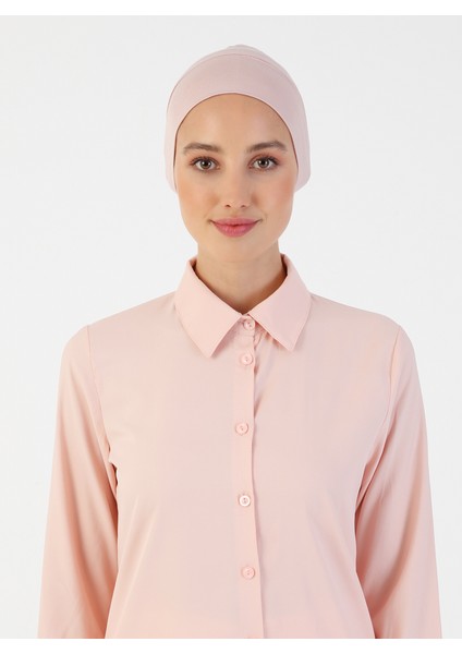 Penye Geniş Ebatlı Geçme Bone - Pudra - Ecardin modelleri