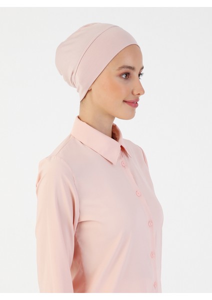 Penye Geniş Ebatlı Geçme Bone - Pudra - Ecardin fırsatları