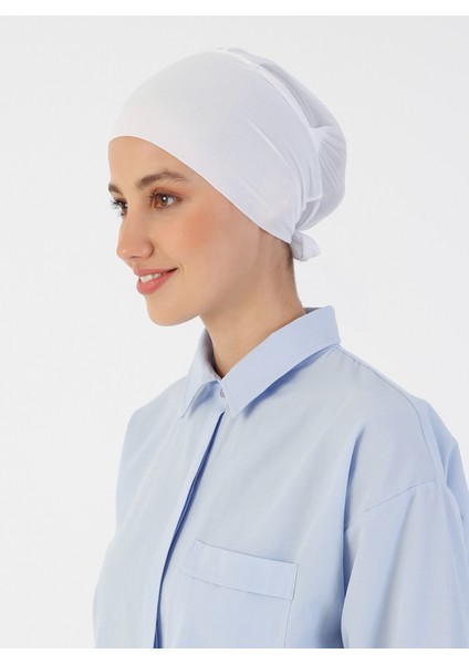 Nefes Alan Kumaş Geniş Ebatlı Bağcıklı Bone - Beyaz - Ecardin fırsatları