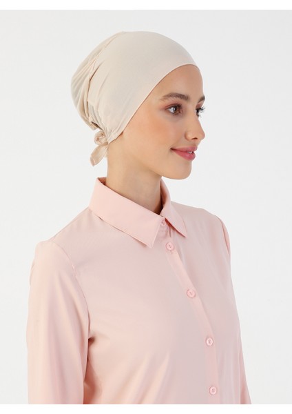 Nefes Alan Kumaş Geniş Ebatlı Bağcıklı Bone - Bej - Ecardin fırsatları