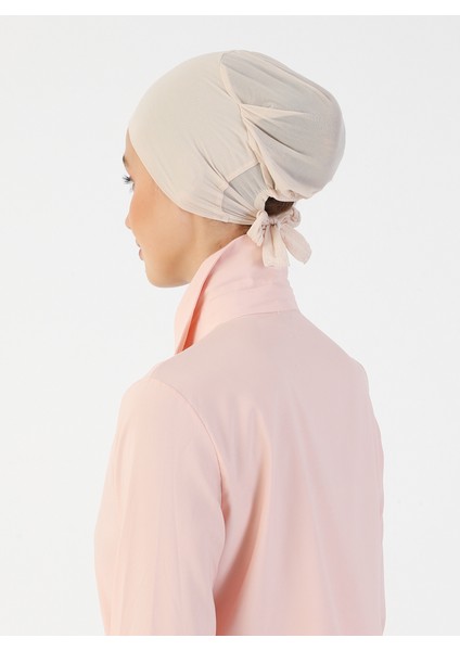 Nefes Alan Kumaş Geniş Ebatlı Bağcıklı Bone - Bej - Ecardin indirimleri