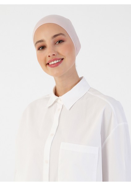 Nefes Alan Kumaş Geniş Ebatlı Bağcıklı Bone - Pudra - Ecardin fiyatları