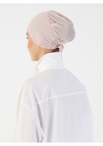Nefes Alan Kumaş Geniş Ebatlı Bağcıklı Bone - Pudra - Ecardin indirimleri