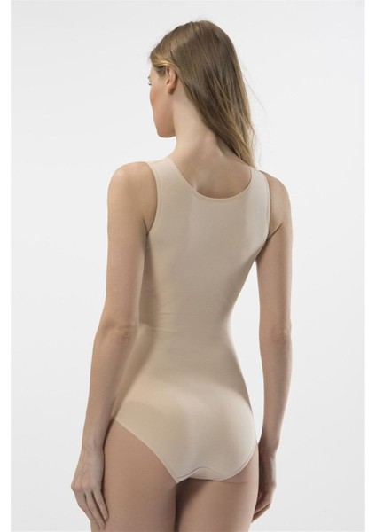 Kadın Ten Kalın Askılı Agraflı Body 286