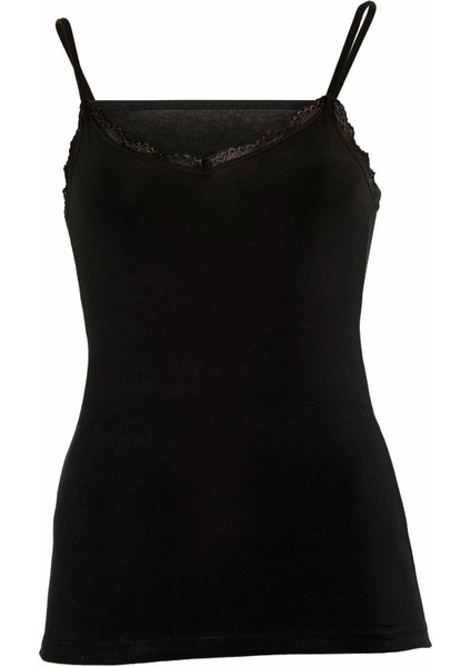 Anıt 2174 Kadın Siyah Askılı Dantelli Atlet