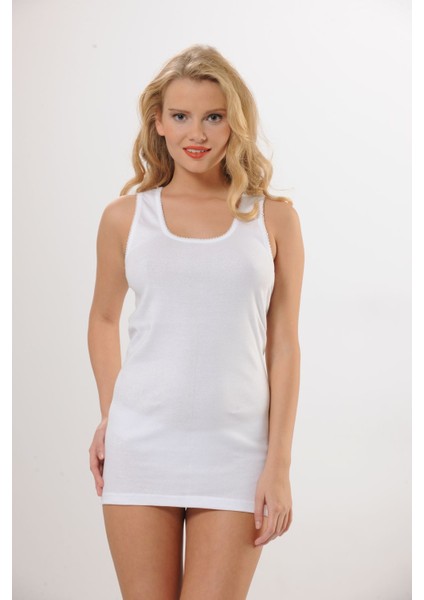 Hmd 2007 Beyaz 3'lü %100 Pamuk Rahat Doku Yakası Detaylı Kalın Askılı Ribana Büyük Beden Kadın Atlet indirimleri