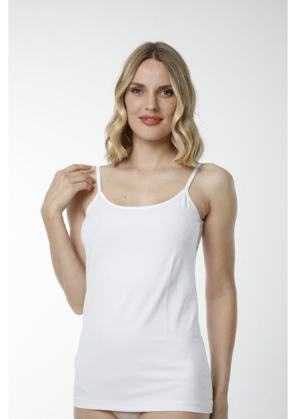 Hmd 2408 Beyaz 3'lü Pamuklu Likralı Rahat Doku Ince Askılı Kadın Atlet fırsatları