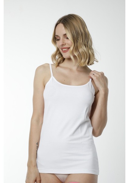 Hmd 2408 Beyaz 3'lü Pamuklu Likralı Rahat Doku Ince Askılı Kadın Atlet indirimleri