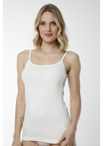 Hmd 2408 Ekru 3'lü Pamuklu Likralı Rahat Doku Ince Askılı Kadın Atlet fırsatları