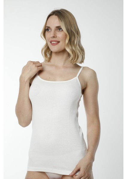 Hmd 2408 Ekru 3'lü Pamuklu Likralı Rahat Doku Ince Askılı Kadın Atlet indirimleri