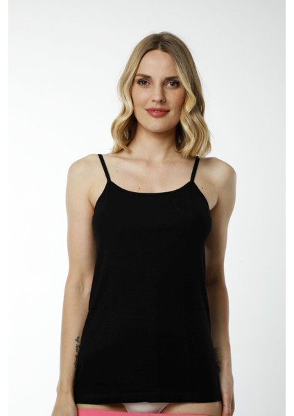 Hmd 2408 Siyah 3'lü Pamuklu Likralı Rahat Doku Ince Askılı Kadın Atlet fırsatları