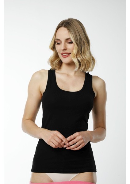 Hmd 2463 Siyah 3'lü Pamuklu Rahat Doku Sırt Dantel Detaylı Dantel Askılı Kadın Atlet modelleri